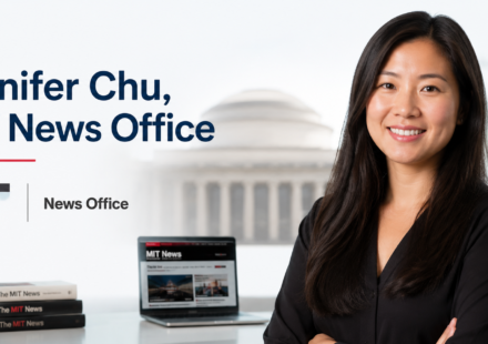 Jennifer Chu, MIT News Office writer in an editorial-style MIT News setting